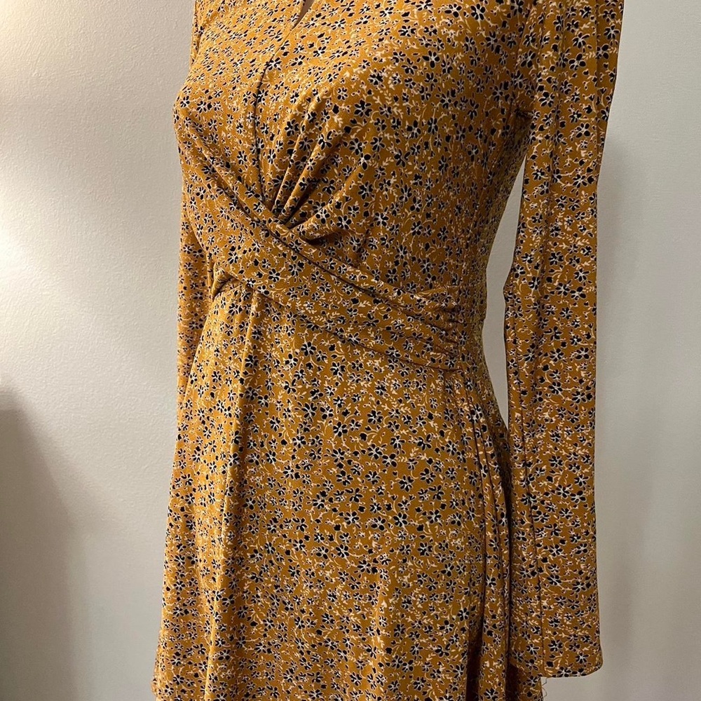 Yellow Floral Wrap Dress